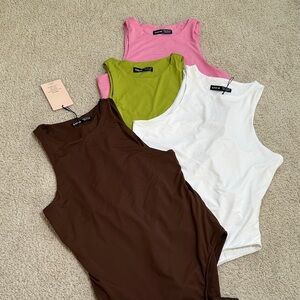 SHEIN Women's Tank Tops - Brown, Green, Pink, White